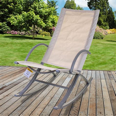 Marko Outdoor Rocker Relaxer Sun Lounger Garden Patio Sunbed Tanning Chair Seat (Cream)- Buy ...