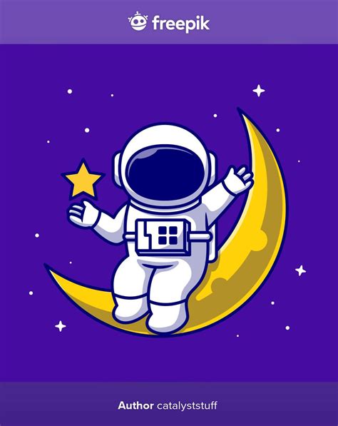 Premium Vector | Astronauts sitting on the moon with star cartoon icon ...