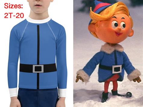 Hermey Elf Costume Kids Top Christmas Shirt Blue Cosplay Rash | Etsy