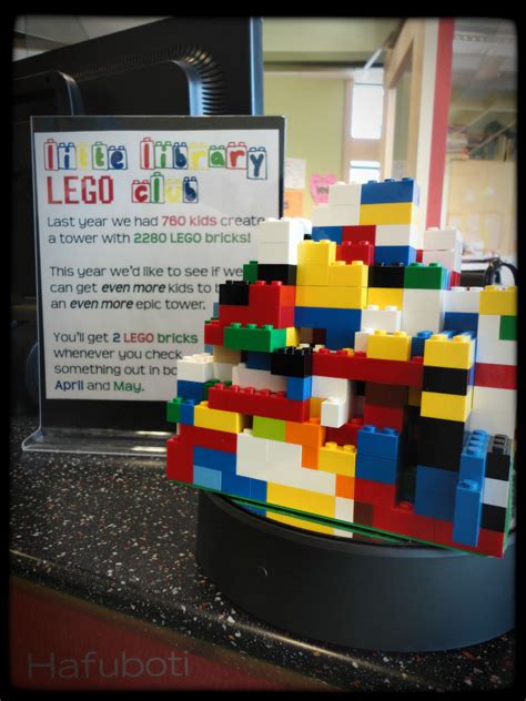 LEGO MAY-nia! | Hafuboti Lego Library, School Library Decor, Makerspace Library, Library Week ...