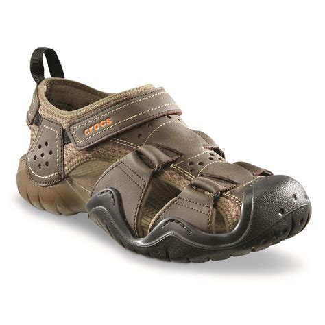 Crocs Men's Swiftwater Leather 2.0 Fisherman Sandals - 676669, Sandals at Sportsman's Guide