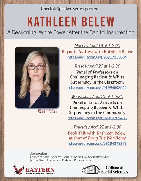 Kathleen Belew at EWU: April 19-22 - PJALS