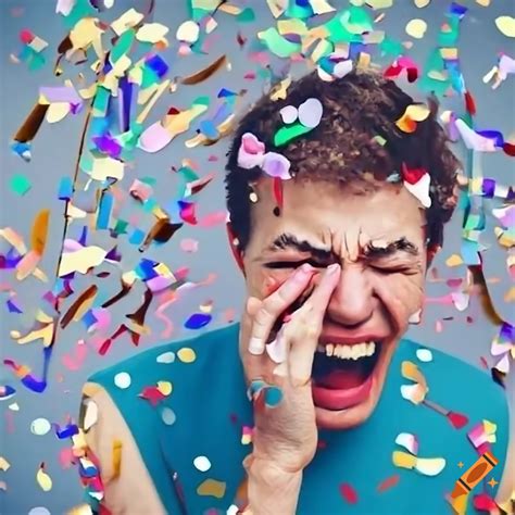 Man crying tears of joy at a celebration on Craiyon