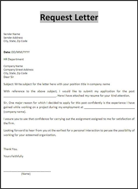 Professional Request Letter Format - Collage Template