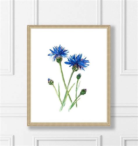 Blue Cornflowers Original Painting /blue Floral Wildflowers - Etsy