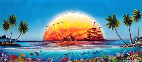 Coral reef sunset Painting by Porfirio Jimenez - Fine Art America