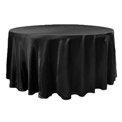 Satin 132 inch Round Tablecloth Black at CV Linens