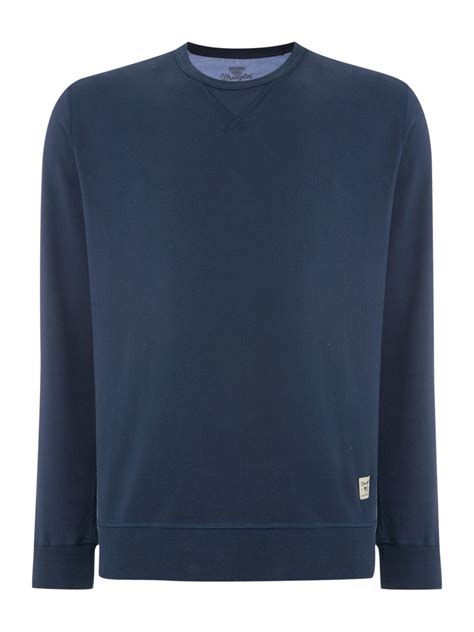 Wrangler Crew Neck Basic Sweatshirt in Blue for Men | Lyst