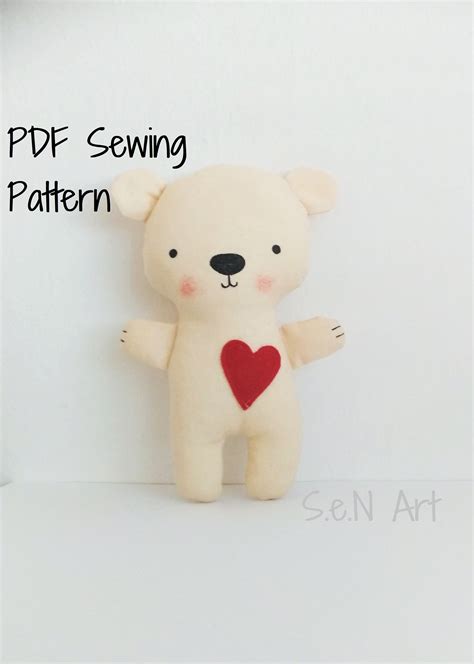 Teddy Bear Soft Toy PDF Sewing Pattern and Tutorial DIY Teddy Bear ...