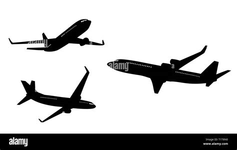 Flat airplane silhouette collection set isolated on white background. Vector Illustration. EPS10 ...