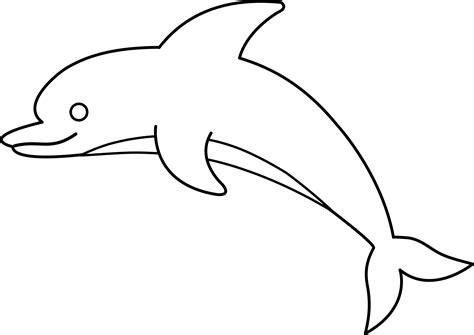 Cute Colorable Dolphin - Free Clip Art