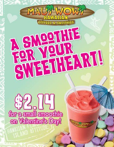 a smoothie for your sweetheart is on valentine's day at the mallow