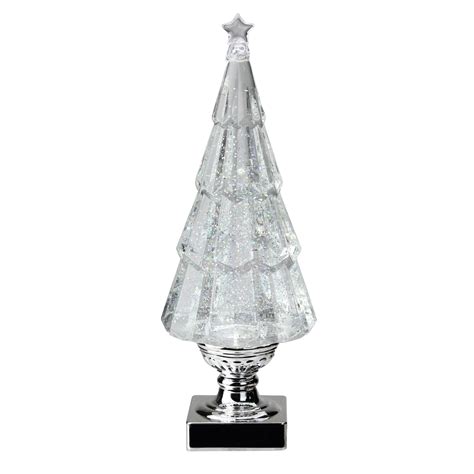 13.75" LED Lighted Swirling Glitter Tree Christmas Snow Globe ...