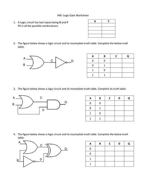 Logic Gates Truth Tables Worksheet | Cabinets Matttroy