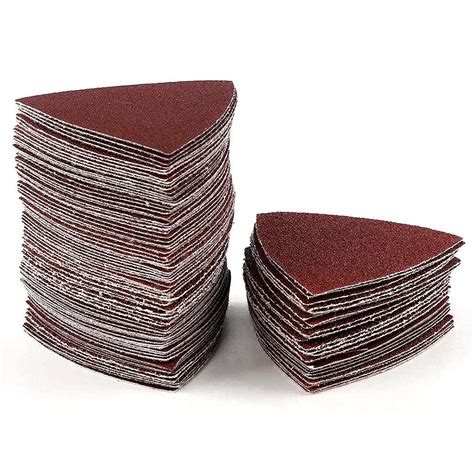 Coceca 100pcs Triangle Sanding Pads Sandpaper Hook and Loop Sanding Sheet for Wood Fit 3-1/8 ...