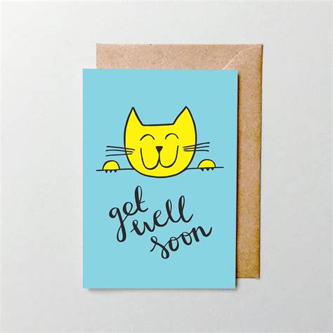 Get well soon cat card feel better soon cat card feel | Etsy