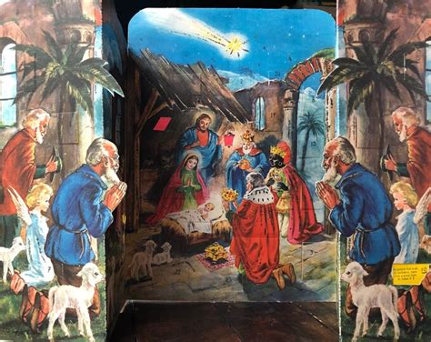 Christmas Advent Calendar Nativity Scene Tri-fold Vintage - Etsy