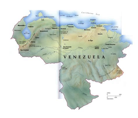 Large detailed map of Venezuela with relief and major cities | Vidiani.com | Maps of all ...