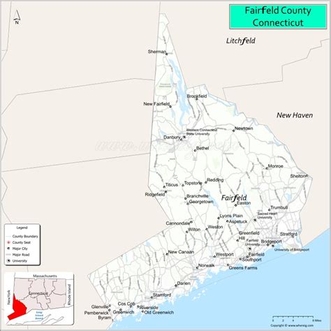 Map of Fairfield County, Connecticut - Where is Located, Cities ...