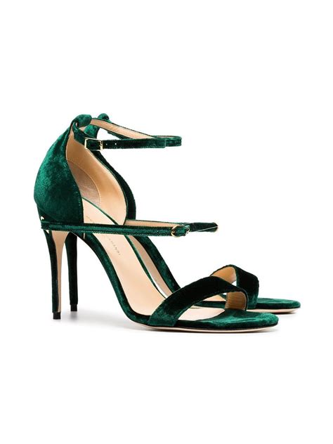 Jennifer Chamandi emerald green Rolando 105 velvet sandals Emerald Green Heels, Emerald Shoes ...