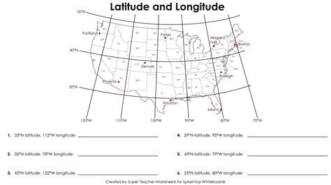 Longitude And Latitude Map Worksheet