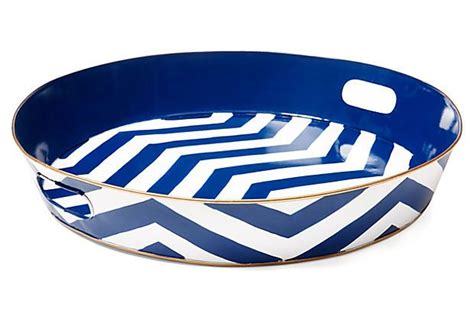 20" Ottoman Tray, Navy Chevron | Ottoman tray, Navy chevron, Chevron