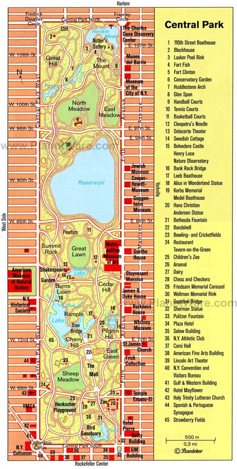 Map of central park NYC - Printable map of central park New York (New York - USA)