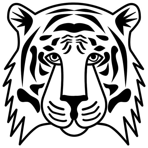 Tiger face - Black and white clipart. Free download transparent .PNG ...