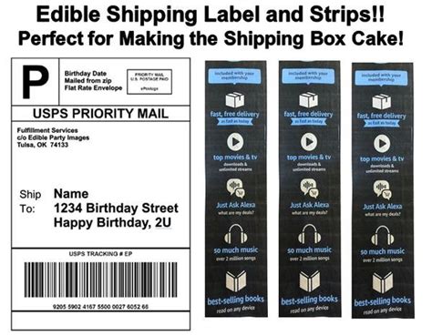 Amazon Shipping Label Tape Strips Box Cake Edible Cake Topper Image, Shipping Label Cake ...