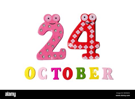 October 24 on white background, numbers and letters. Calendar Stock Photo - Alamy