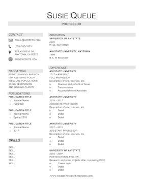 Resume With Sabbatical Template