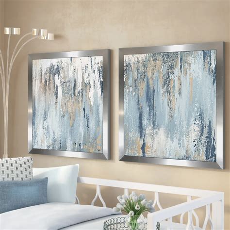 Blue Illusion Square - 2 Piece Wrapped Canvas Print Set | Blue wall ...