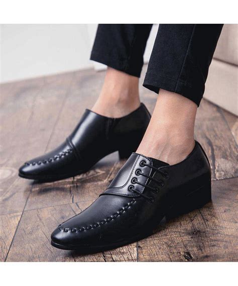 Men's #black leather #DressShoes lace up from side design, sewing thread. | Leather dress shoes ...