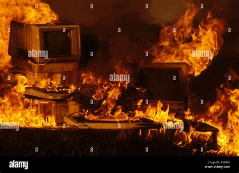 Computer burning 0622 Stock Photo - Alamy