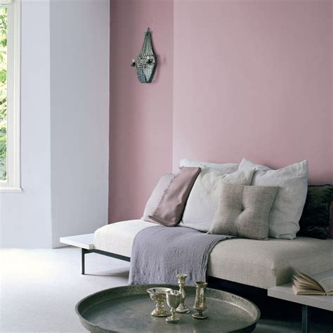 Dulux Matt Emulsion Paint | Feature wall living room, Pink living room ...