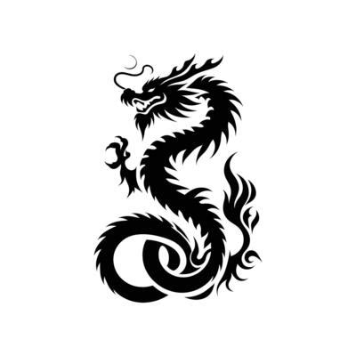 Chinese Dragon Black And White Vector Art, Icons, and Graphics for Free ...