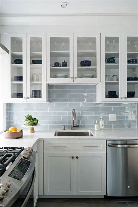 Light Blue Subway Tile Kitchen | Dandk Organizer