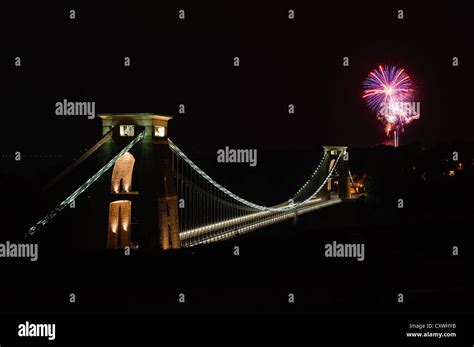 Fireworks over Clifton Suspension Bridge in Bristol Stock Photo - Alamy