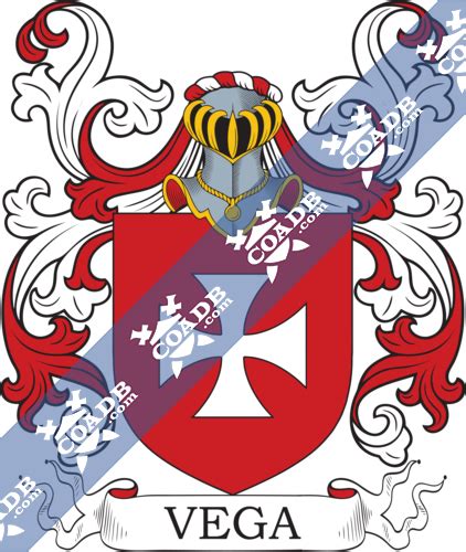 Vega Family Crest, Coat of Arms and Name History