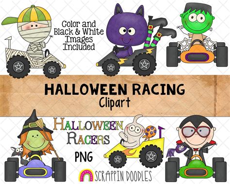 Halloween Race Cars ClipArt - Racing Clip Art - Sublimation PNG – Scrappin Doodles