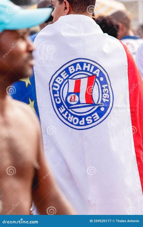 Supporter of Esporte Clube Bahia Football Team, Dressed with Flag ...