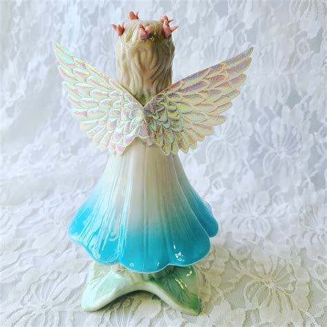 Adorable Angel Figurine with 3D Iridescent Nylon Wings ~ Gift for Girl ~ Cold Form Porcelain ...