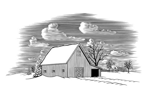 Winter Barn Scene | Pre-Designed Illustrator Graphics ~ Creative Market