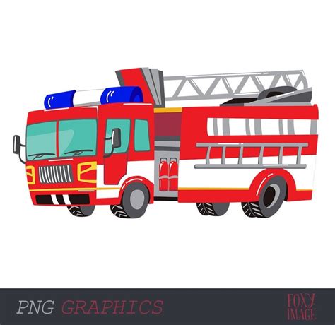 Fire Engine Truck Clipart, Fire Engine PNG, Instant Digital Download ...
