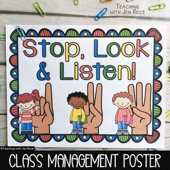 Back to School: Stop, Look and Listen Poster by Teaching with Jen Rece