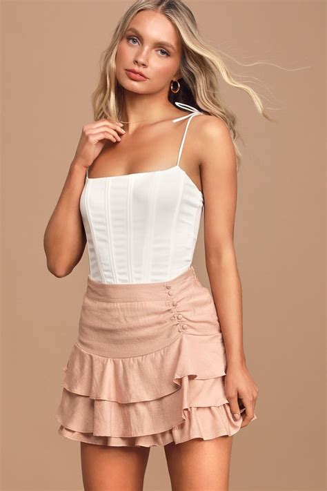 Cute Blush Skirt - Tiered Ruffled Skirt - Mini Skirt - Lulus