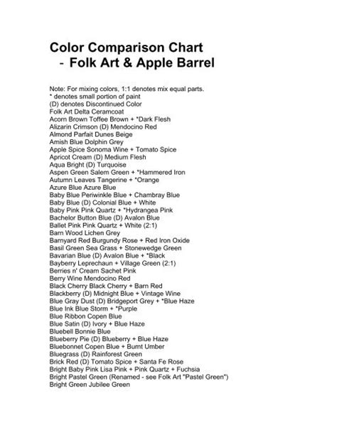 Apple Barrel Craft Paint Color Chart - Paint Color Ideas