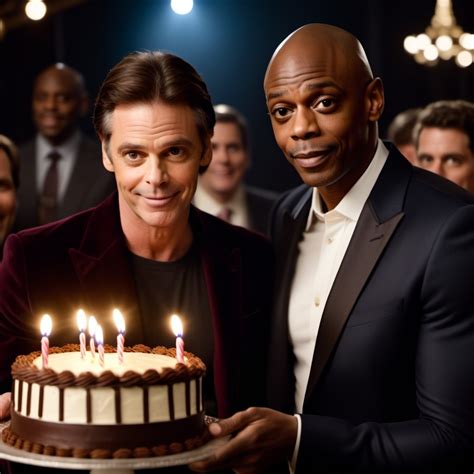 Dave Chappelle and Jim Carrey with a Birthday Cake | Stable Diffusion Online