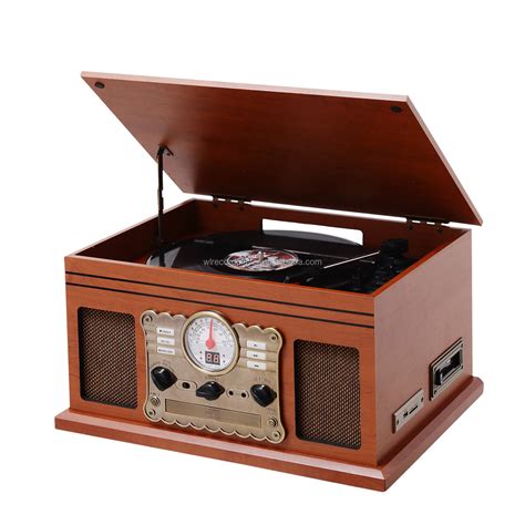 Hot Sell Vintage Wooden Retro Style Record Player With Cassette Cd ...