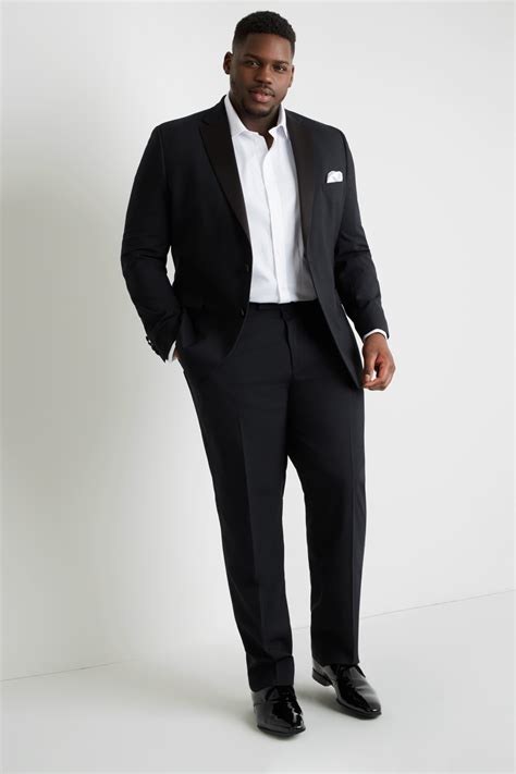 Tailored Fit Black Tuxedo | Big and tall suits, Outfits for big men, Black suit dress